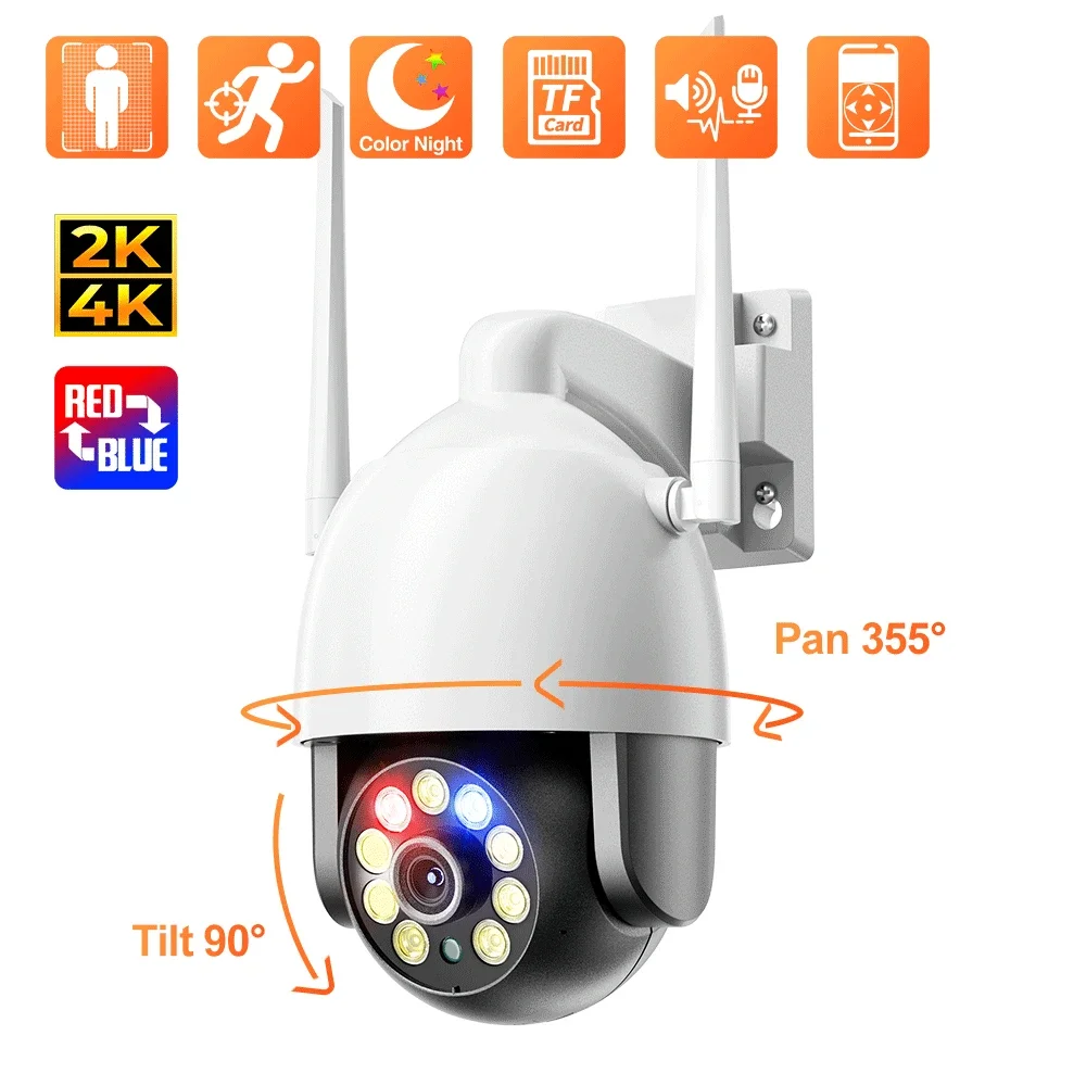 Techage 8MP WiFi IP Camera Outdoor Ultra HD 2K 4K PTZ Wireless Surveillance Camera AI Human Detect CCTV Home Security Protection techage outdoor h 265 32ch 4k uhd 8mp 5mp poe security camera system dome face detect cctv video surveillance protection kit