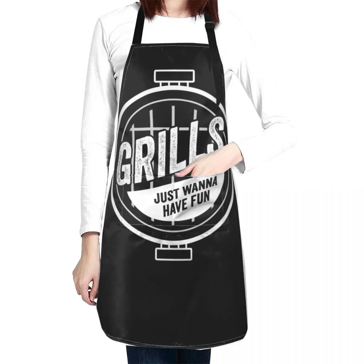 

Grills Just wanna Have Fun Apron Barber apron Costume Waiter Kitchen Handle For Women Hairdressing Hairdresser Accessories