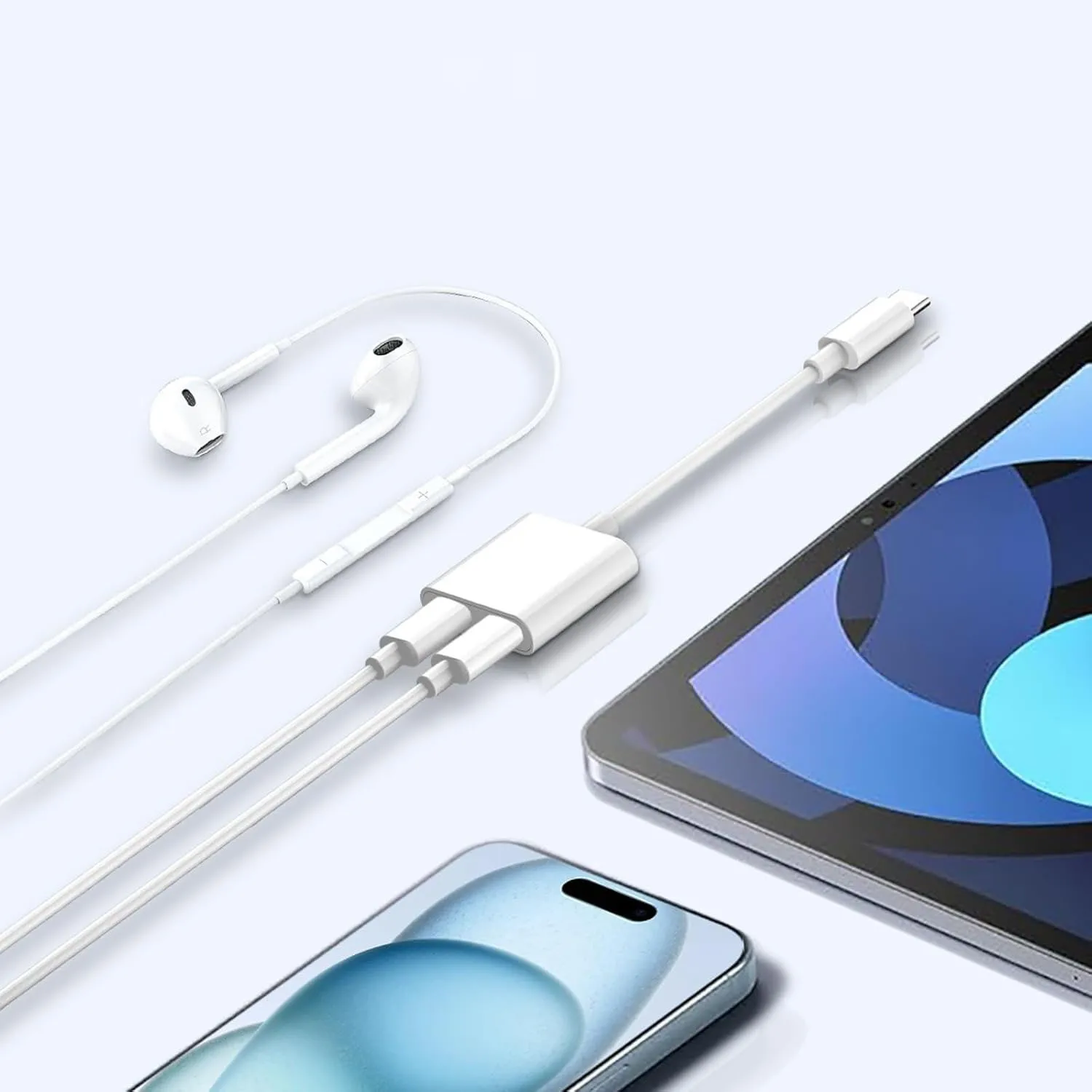 2 in 1 USB C to 3.5mm 오디오 어댑터 충전 스플리터, 아이폰 16 15 Pro Max 삼성 S22 S21용 타입 C Aux 헤드폰 잭 동글