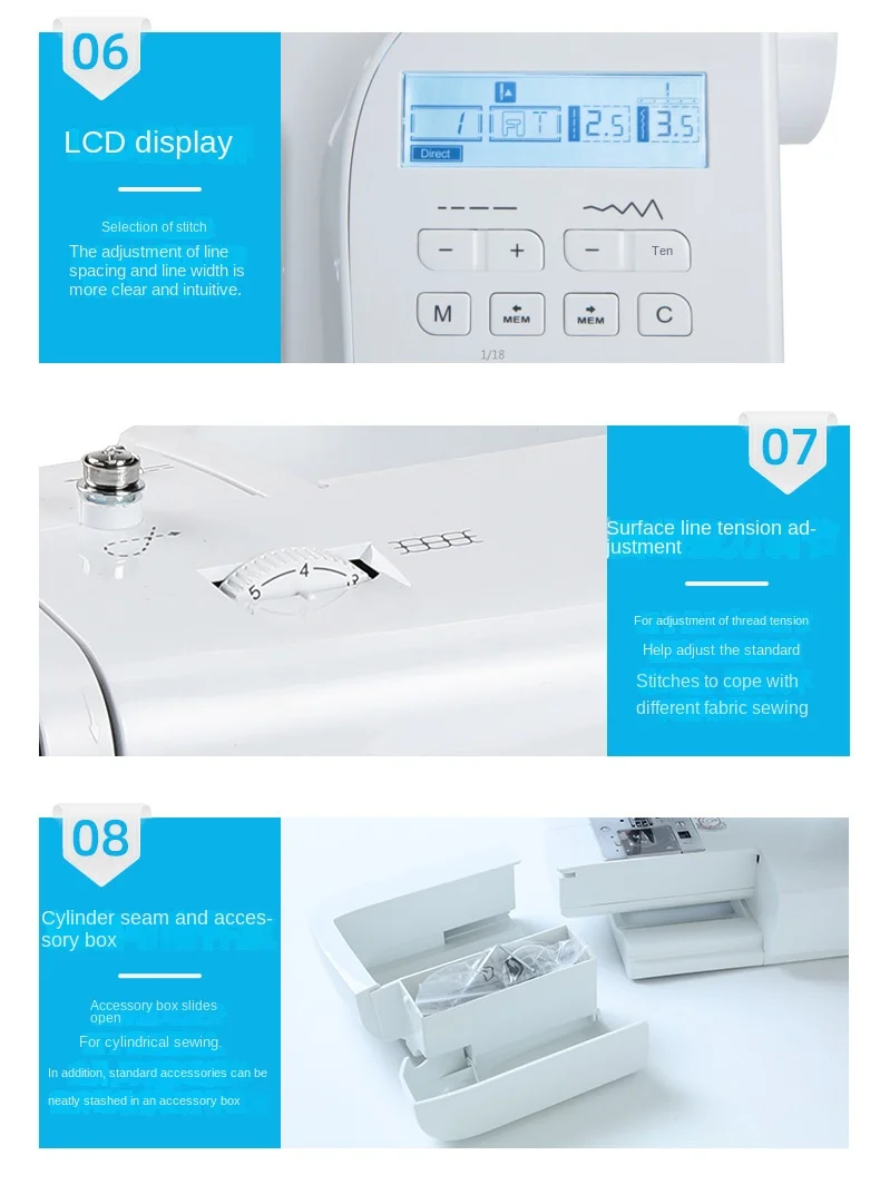 Heavy Machine 80H Home Electronic Fully Automatic Sewing Machine Desktop Multi f