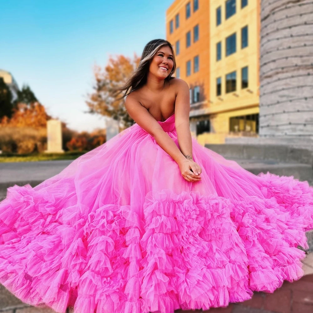 

Yipeisha Prom Dress Exquisite High Quality Strapless Ball Gown Quinceanera Dresses Hi-Lo Draped Net/Tulle Evening