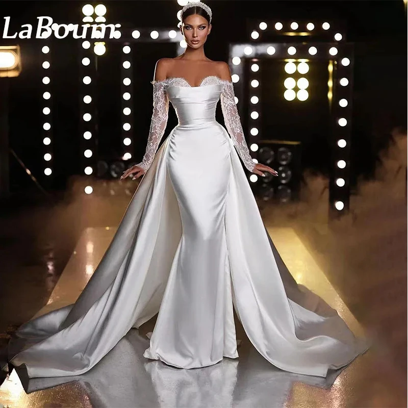 

LaBoum Elegant Wedding Dress 2023 Lace Appliques Off Shoulder Long Sleeves Mermaid Bridal Gowns vestido de noiva robe de mariée