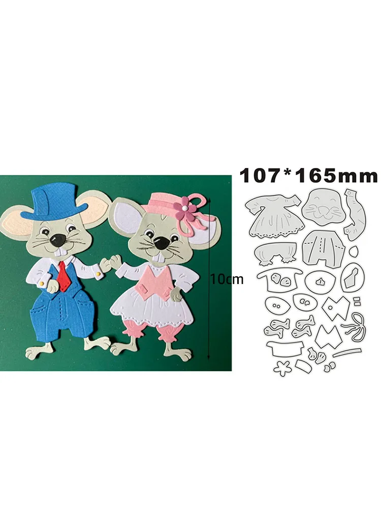Matrice de découpe couple de souris habillées pour scrapbooking