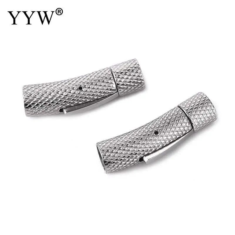 10pcs 6mm Hole Stainless Steel Bayonet Clasp Push Lock Lace Buckle Leather Cord Clasps For Diy Bracelet Jewelry Making