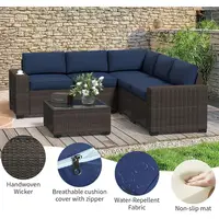 6-Piece Outdoor Patio Sectional Sofa Set with Waterproof Wicker and Thick Cushions 4