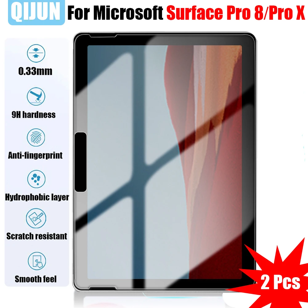 

Tablet Tempered glass film For Microsoft Surface Pro 8 X Explosion Scratch proof membrane Anti fingerprint protective 2 Pcs ProX