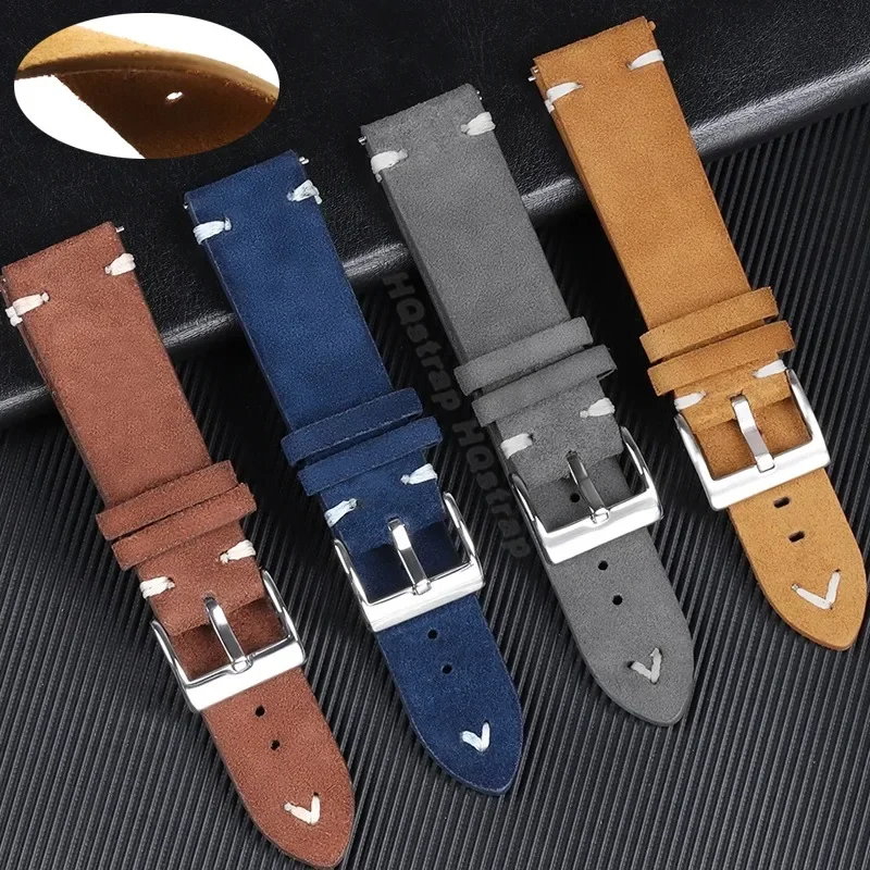 Vintage Suede Leather Quick Release Watch Strap - Sport Bracelet Replacement