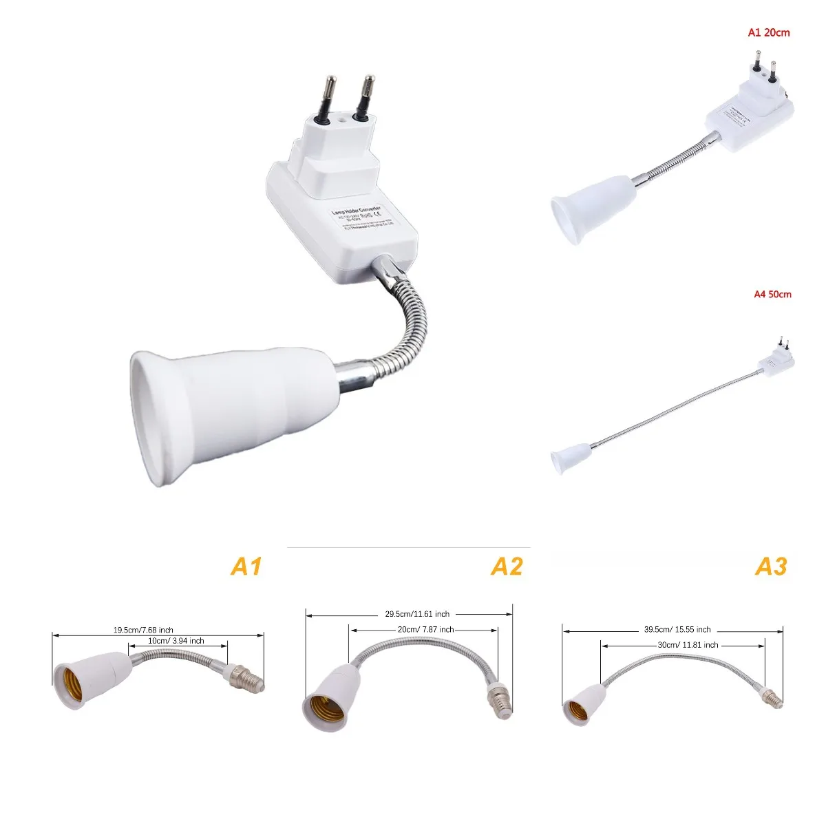 1pc LED Adapter E14 To E27 E14-E27 Extended Lamp Cap Conversion Lamp Base Wall Flexible Holder Light Socket Converter Bases Exte led socket lampbase e27 to b22 adaptor converter for bulb lamp fireproof 1pc