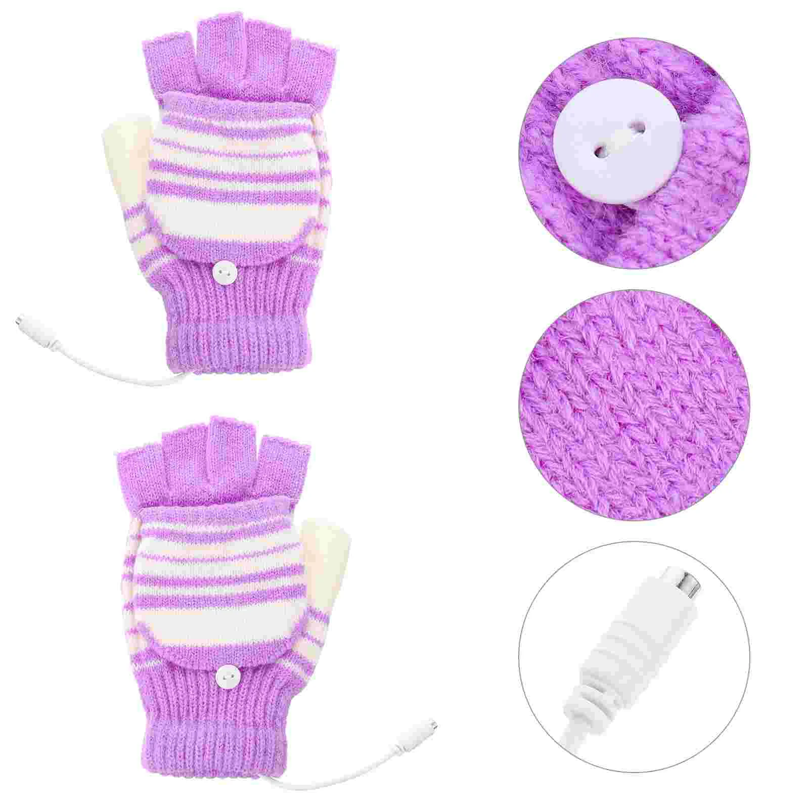 

Перчатки с подогревом по USB, зимние теплые вязаные перчатки из шерстяной пряжи с открытыми пальцами