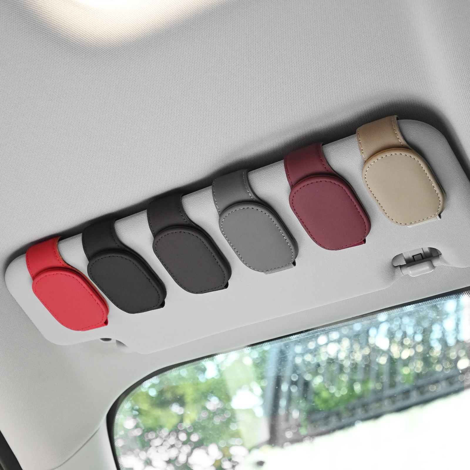 Sunglasses Holder Universal Car Auto Sun Visor Glasses Box Sunglasses Clip Card Ticket Holder Stand Fastener Pen Case Eyeglasses Car Accessories