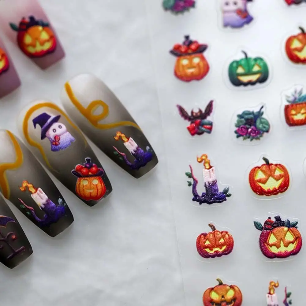 Nail Accessories Halloween Nail Stickers Manicure Ornaments DIY Nail Decorations Halloween Nail Decals Pumpkin Ghost Pattern