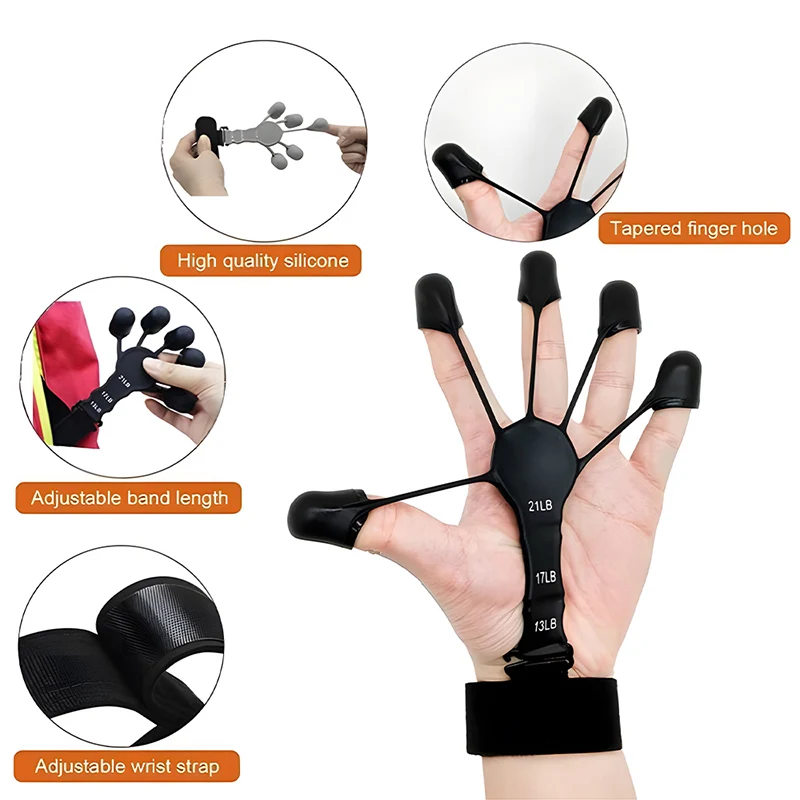 

Finger Gripper Guitar Finger Exerciser 6 Resistant Strength Trainer Silicone Hand Strengthener Finger Flexion Extension Training