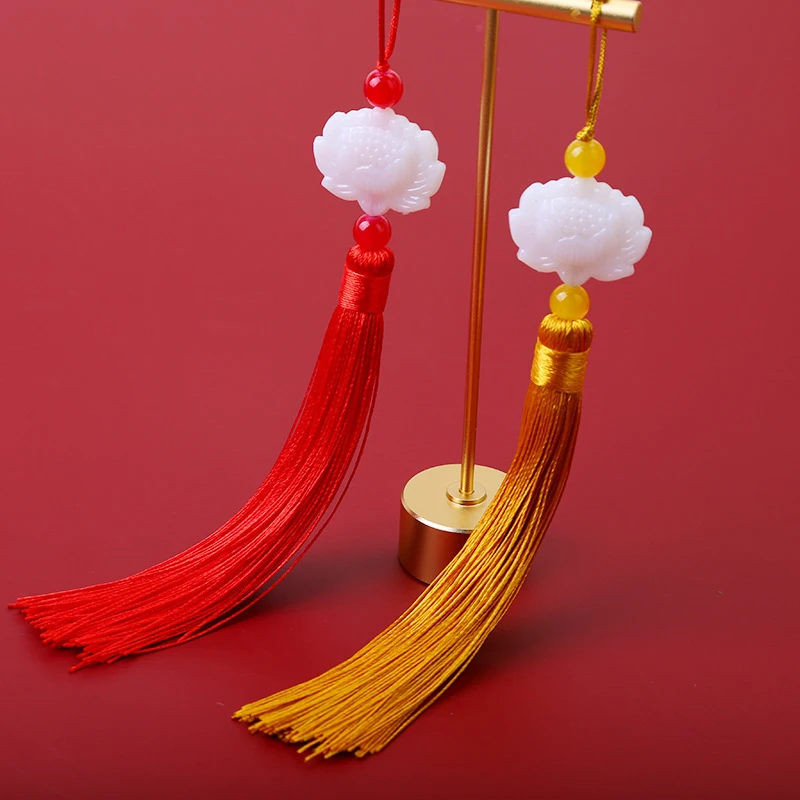 White Lotus Pendant Tassel Hanging Tassel Silk Fringe Bangs Flower Trim Key For Curtains Home Decor Accessories 2pcs/Lot Tassel Fringe Tassel Decoration Tassel Accessories Tassel Trim