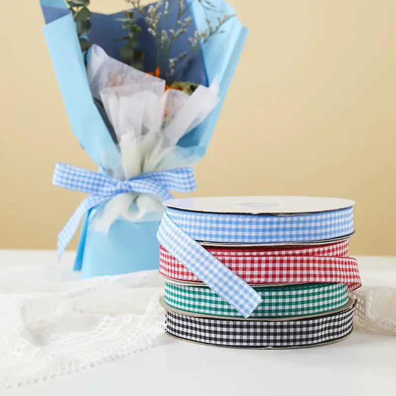 25mm Plaid Cotton Ribbon Wedding Christmas Decoration DIY Sewing Fabric Handmade Bow Ribbon Flower Gift Packaging ribbon decoration ribbon supplies cotton ribbon christmas ribbon sewing ribbon wrapping ribbon