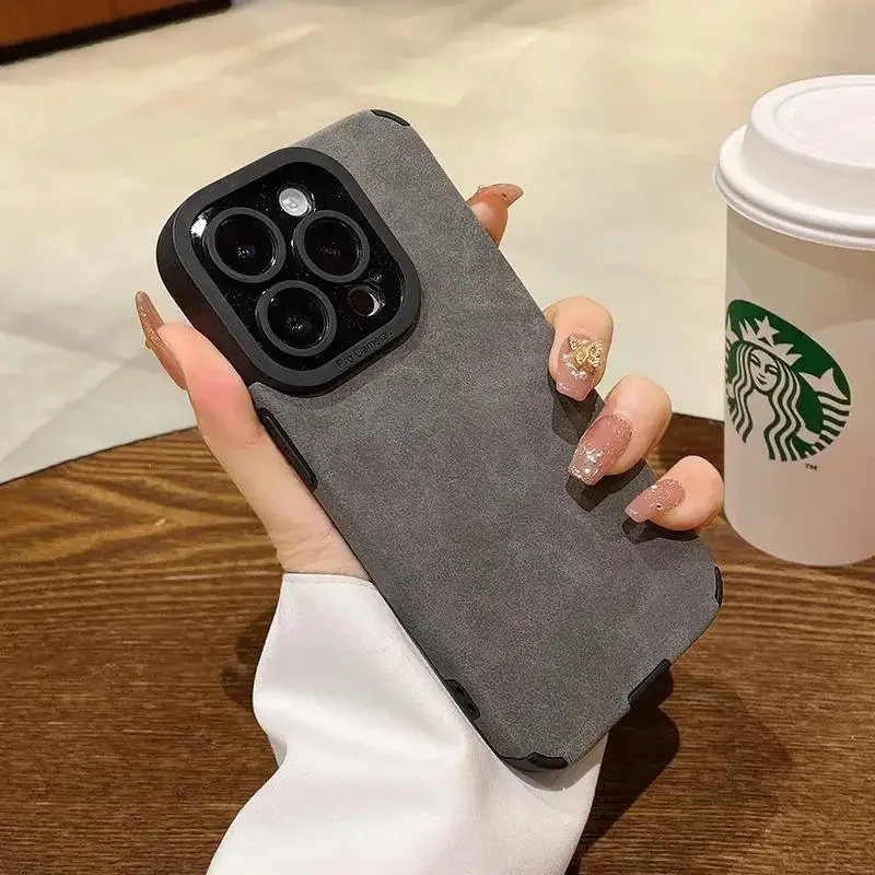 Étui en cuir de luxe résistant aux chocs pour iPhone 16 Pro Max 15 14 13 Plus, housse de protection complète colorée pour appareil photo_voghion.com