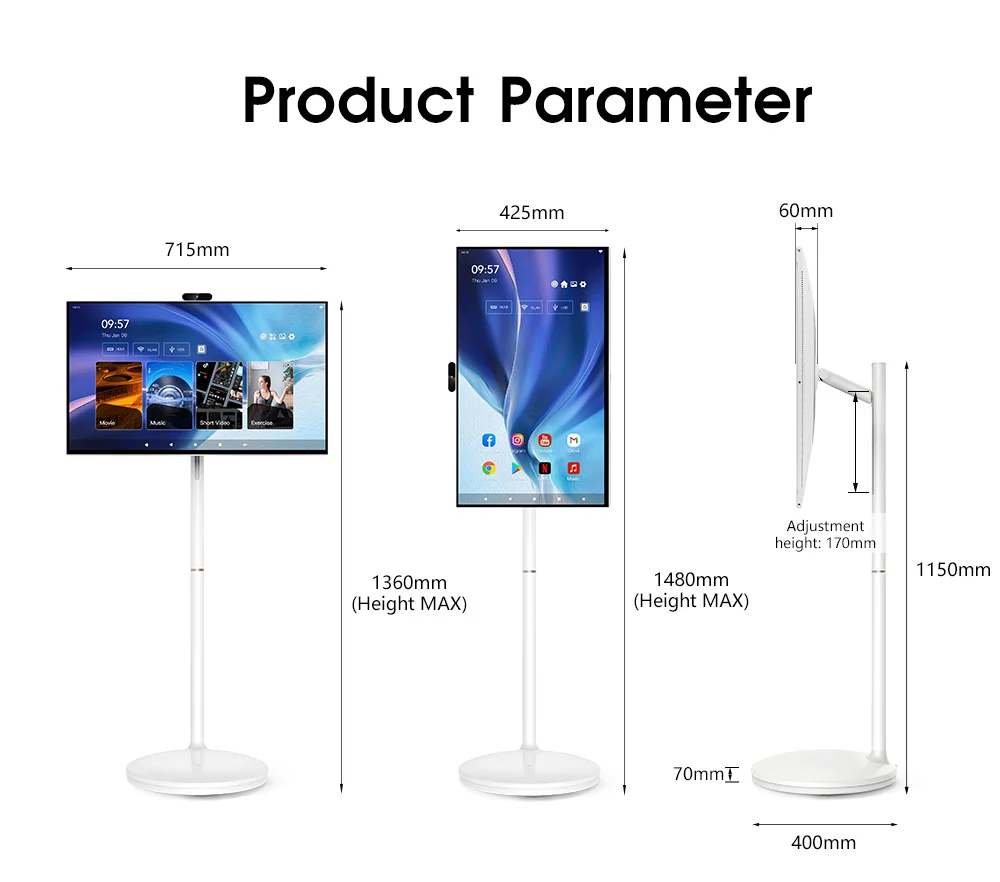 32 Inch 128GB Portable Smart TV 13MP Camera with Remote Control Android OS Full