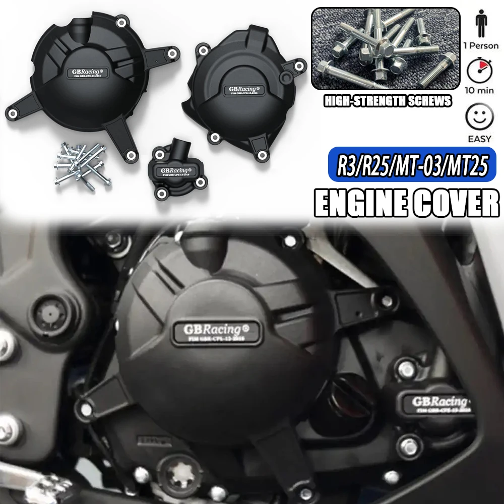 야마하 YZF-R3 YZF-R25 MT-03 2014-2022 용 오토바이 엔진 커버 프로텍터, GB 레이싱 보호 세트 케이스, R3 R25 MT03 