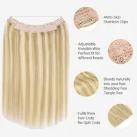 Fil dans les Extensions de cheveux cheveux humains ligne de poisson droite Extensions de cheveux de Fusion naturelle avec Clips Extensions de cheveux de trame pour les femmes 4