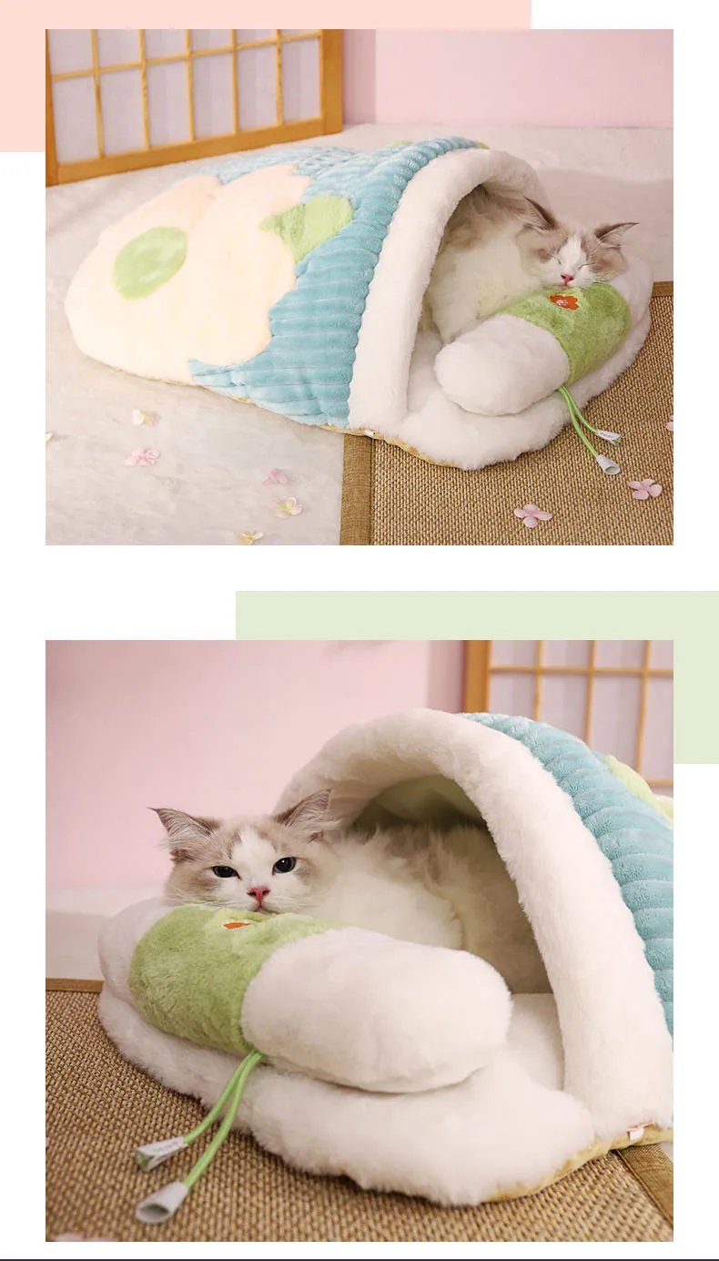 Warm Cat Sleeping Bag Bed Winter Warm Plush Nest SemiEnclosed PETS ANAM