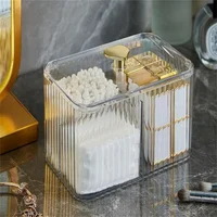 Cotton Swab Holder Cotton Pad Holder with 3 Compartments Bathroom Vanity Storage Box Makeup Organizer 1