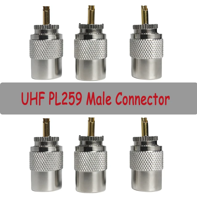 PL259 UHF ขั้วต่อชายการสูญเสียต่ำสำหรับ LMR-400 RG8 RG59 RG60 สายโคแอกเซียลอะแดปเตอร์ RF 1