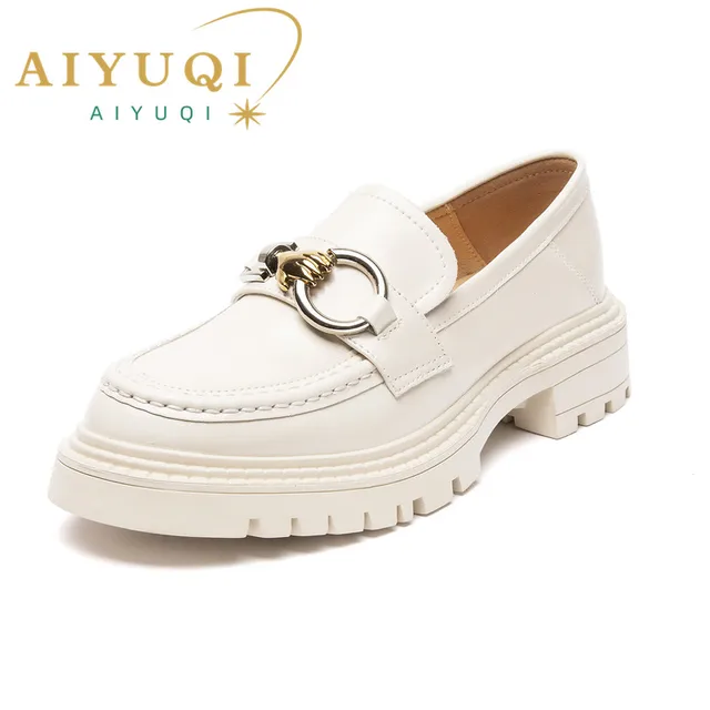 AIYUQI Female Penny Shoes Spring 2022 New Genuine Leather Ladies Lazy Shoes Student Platform Slip-On Loafers For Women 1