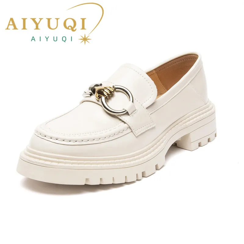 Женские туфли из натуральной кожи AIYUQI на платформе без застежки лоферы весна 2022 |