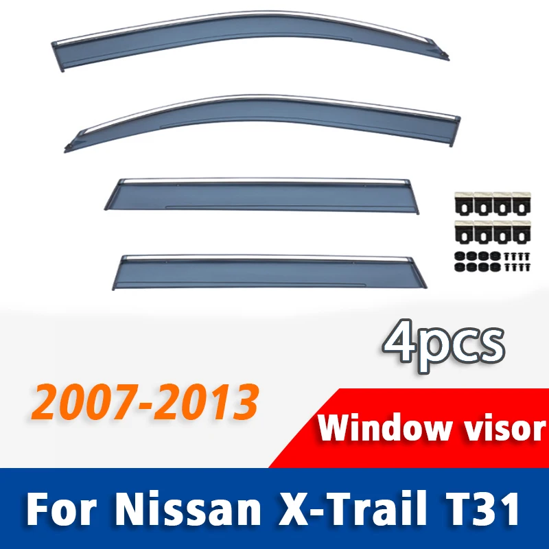 

Window Visor 2007-2013 FOR Nissan X-trail T31 Vent Cover Deflector Cai Accessories Sun Rain Guard Smoke Shield Awning Trim