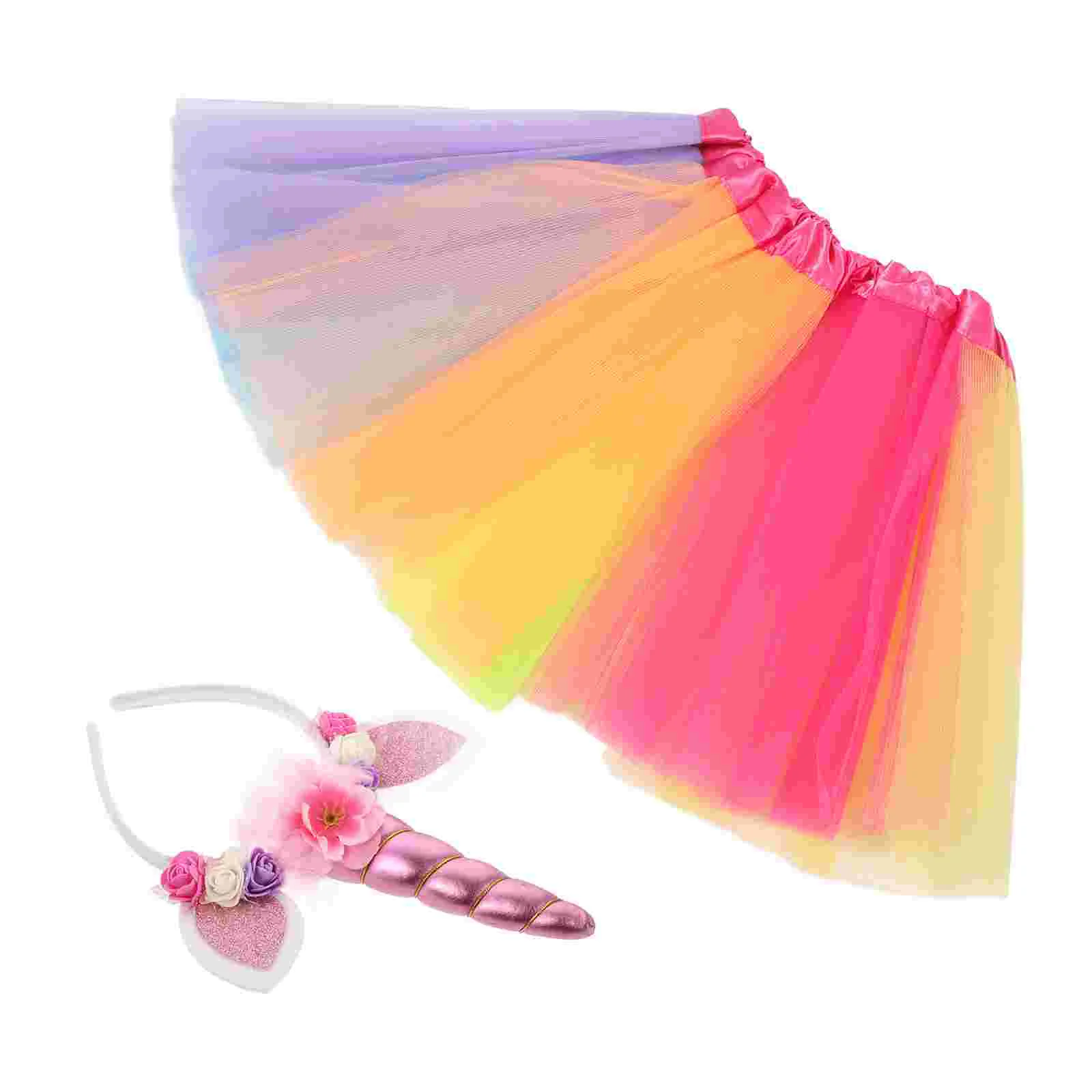

Unicorn Headband Party Skirt Hairbands Hoop Hoops Cartoon for Girls Headwear Set Clothing Vacation