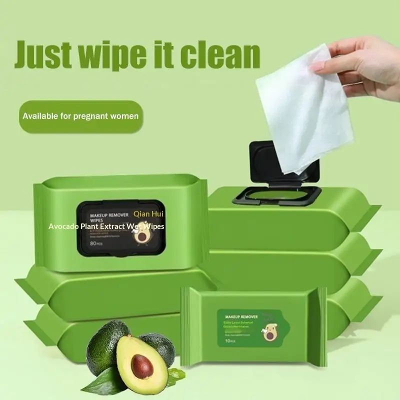Avocado Scented Makeup Remover Wipes Deep Cleansing Facial Skin Gently Remove Makeup Hypoallergenic Moisturizing Travel-Friendly Sfbbdae3c5af641e48ee3eaf29588354er
