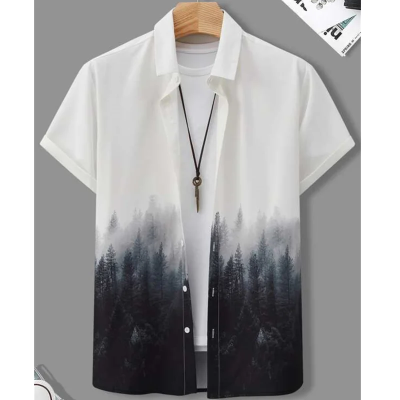 Shirt For Men 3d Ink Painting Prints Men&rsquo;s Clothing Daily Casual Short Sleeve Beach Party Sweatshirt Street Hawaii Shirt