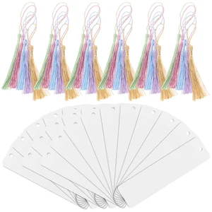 30 Sets Tassels Page Marker Rectangular Bookmarks for Lovers Labels Delicate Exquisite Blank Acrylic DIY Student