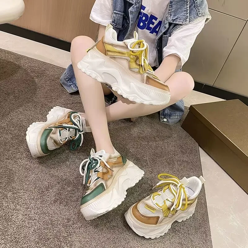 

Height Increasing Chunky Sneakers Women Platform Shoes Fashion Breathable Mesh Sport Women's Casual Zapatillas De Mujer Tenis De