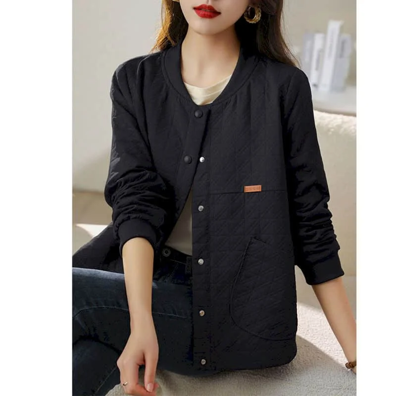 thumbnail image 1 of Chaquetas sólidas para mujer, chaquetas de béisbol de gran tamaño de estilo coreano, cárdigans rómbicos, abrigos de manga larga, ropa holgada de otoño para mujer, 1 of 4
