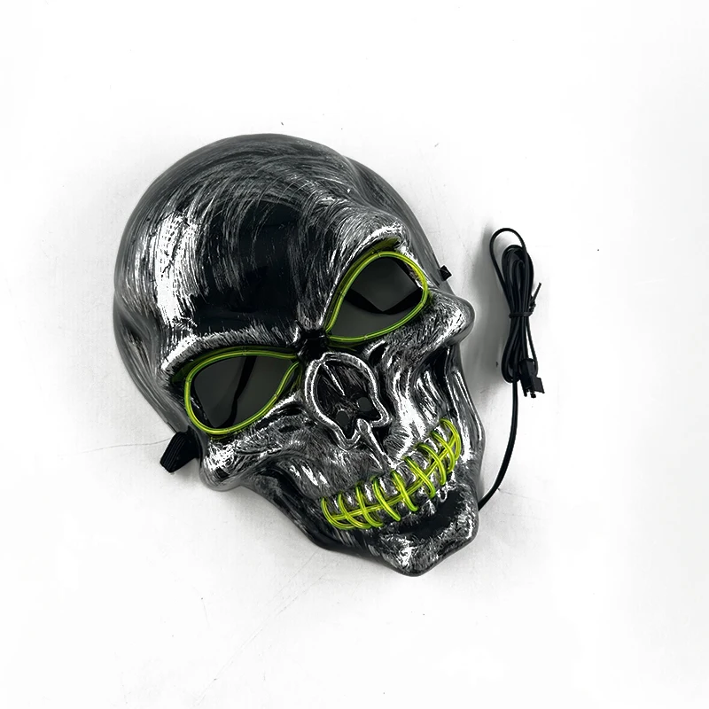 LED Gruselige Schädel Maske Halloween Cosplay Schädel Maskerade Nachtclubs Tanz DJ Party Spukhaus Maske Neon Böse Schädel Kopf Maske – Detail 14