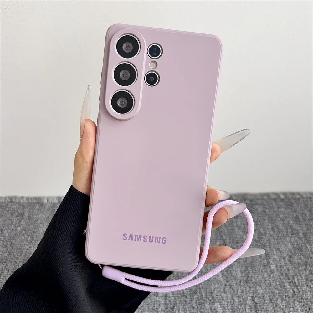 Luxuriöse flüssige Silikon-Softhülle für Samsung Galaxy S26 Ultra S25 S24 S23 S22 S21Ultra Plus S25 Edge FE stoßfeste Handgelenkschlaufenabdeckung – Detail 8