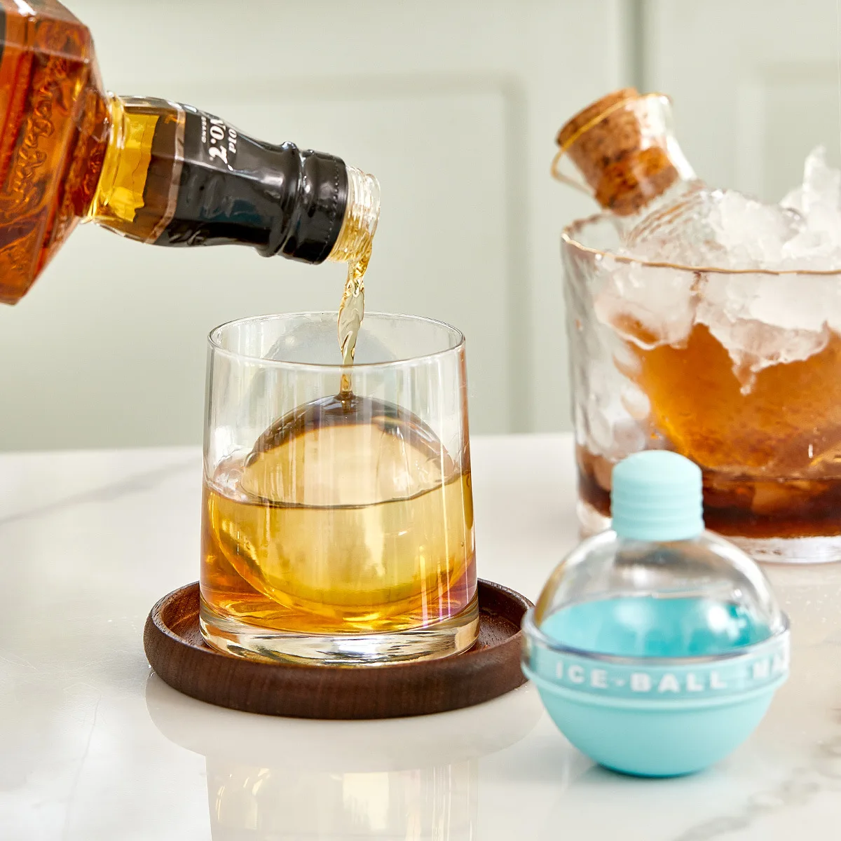 These Whiskey Glasses Are Hand-Blown and Come With Ice Ball Molds