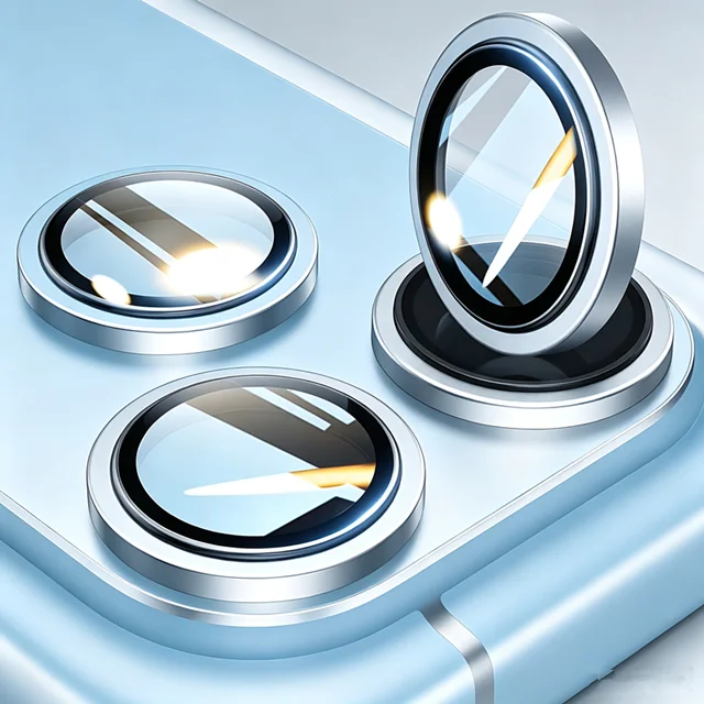 Premium 8K HD Tempered Glass Camera Lens Protector with Metal Ring