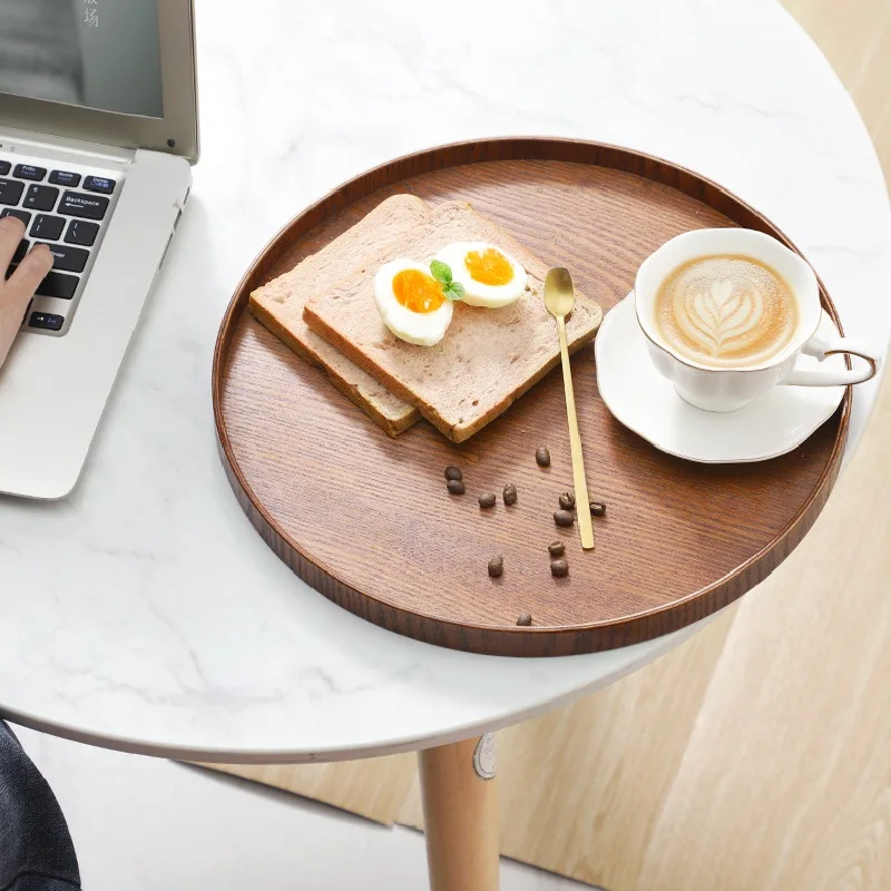 Solid Wood Round Dinner Plates Snack Fruit Dry Fruit Plate Handmade Sushi Tea Serving Tray Dessert Dinner Plate Tableware