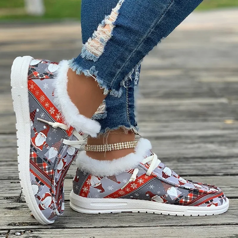 Hot Selling Winter Casual Women's Ankle Boots Plush Warm Snow Boots Suede Soft and Comfortable Women's Flat Bottom Warm Shoes