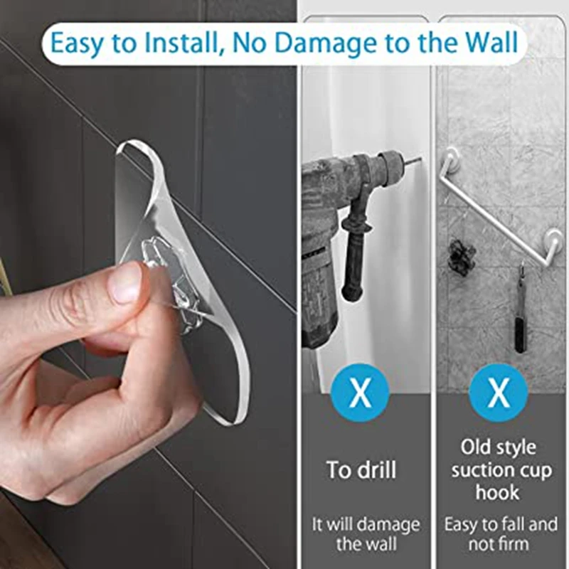 Door Hook Adhesive Wall Hooks Transparent Anti-skid Traceless Heavy Duty Stick on Hook Bathroom Kitchen Wall Sticker 10 Pcs multi purpose hooks adhesive wall hook self adhesive hooks wall mount hooks kitchen hooks wall organizer hook