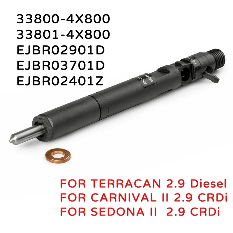 

New Delphi EJBR02901D CRDI -Diesel Fuel Injector for Hyundai Terracan KIA Carnival Sedona 2.9 120KW / 163 PS 33800-4X800