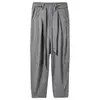 Men Cotton Linen Jogger Harem Pants Plus Size Men Long Trousers M-6XL 7XL Solid Loose Casual Elastic Waist Pants Gray Khaki 1
