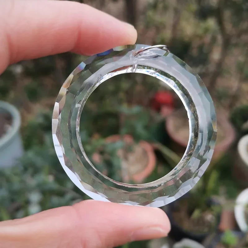 Clear Ring Circle Crystals Prism Glass Suncatcher Chandelier Prisms Parts Drops Hanging Crystals Sun Catcher Pendant