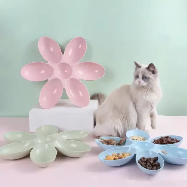 6-Grid Petal Cat Bowl - Anti-Snatching for Multi-Cats, Special for Kittens/Nursing Cats/Strays, Durable Feline Feeding Supplies 3