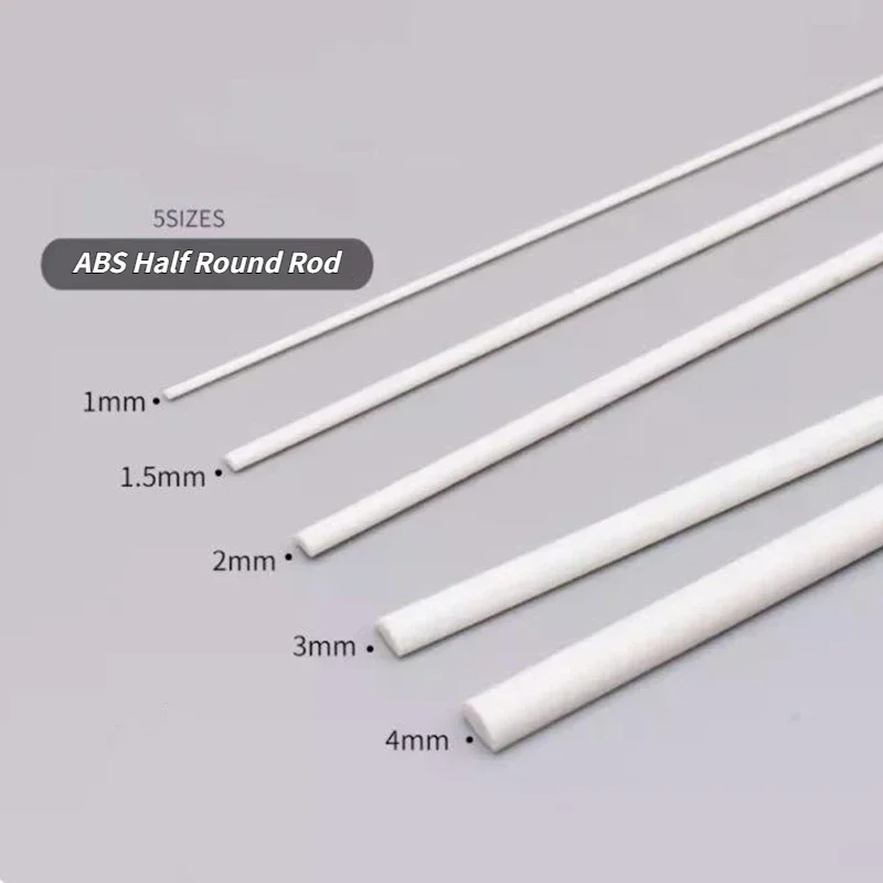 500mm ABS Half Round Rod Model Toys Diorama Sand Table Architecture Building Materials 1mm-6mm Plastic Stick Model Making Kits