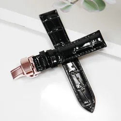 Genuine Cowhide Leather Watch Strap - Premium Universal Watchband for Women, Multiple Colors (Black - RG)