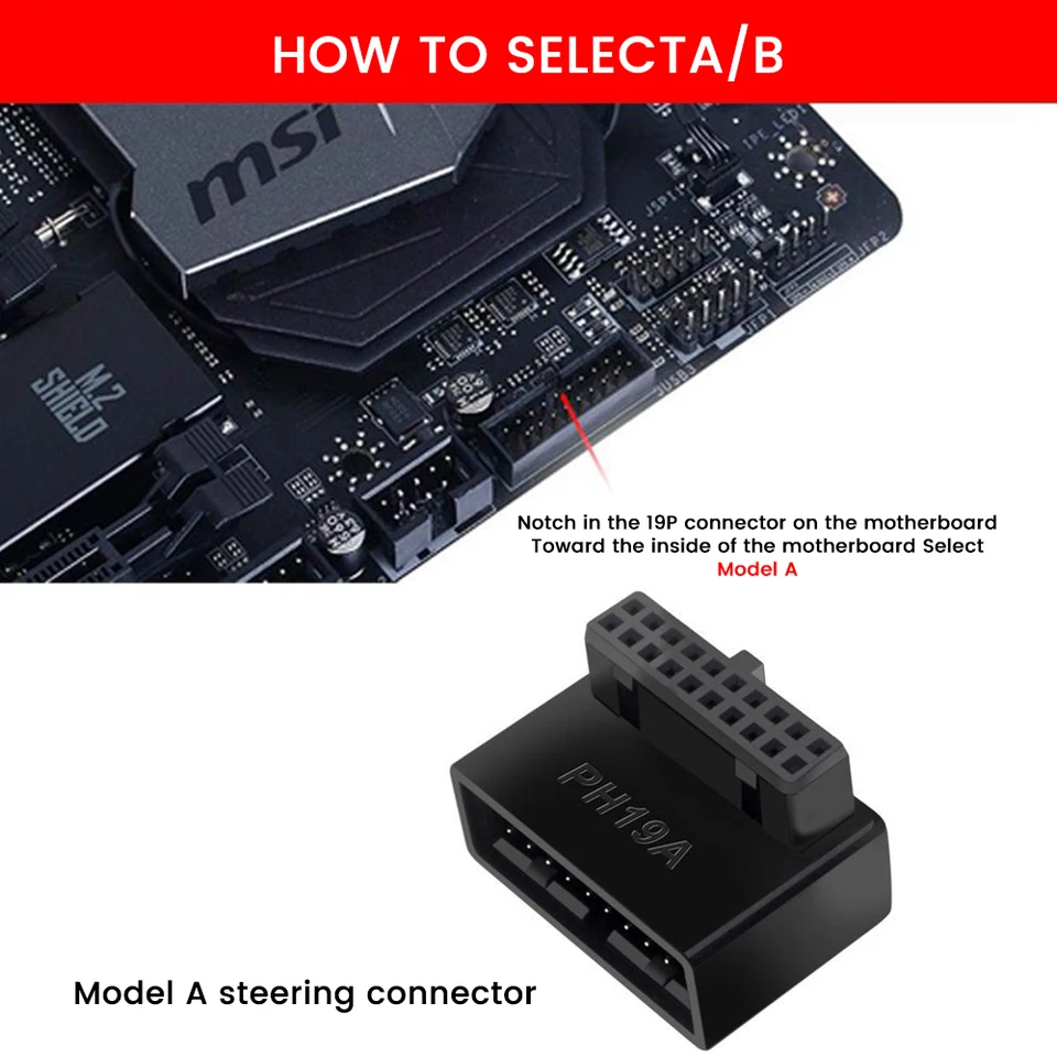 Adattatore USB 3.1 Type-E A 90° Per Pannello Frontale – NIMOMO, Gomito A 90 Gradi Per Scheda Madre