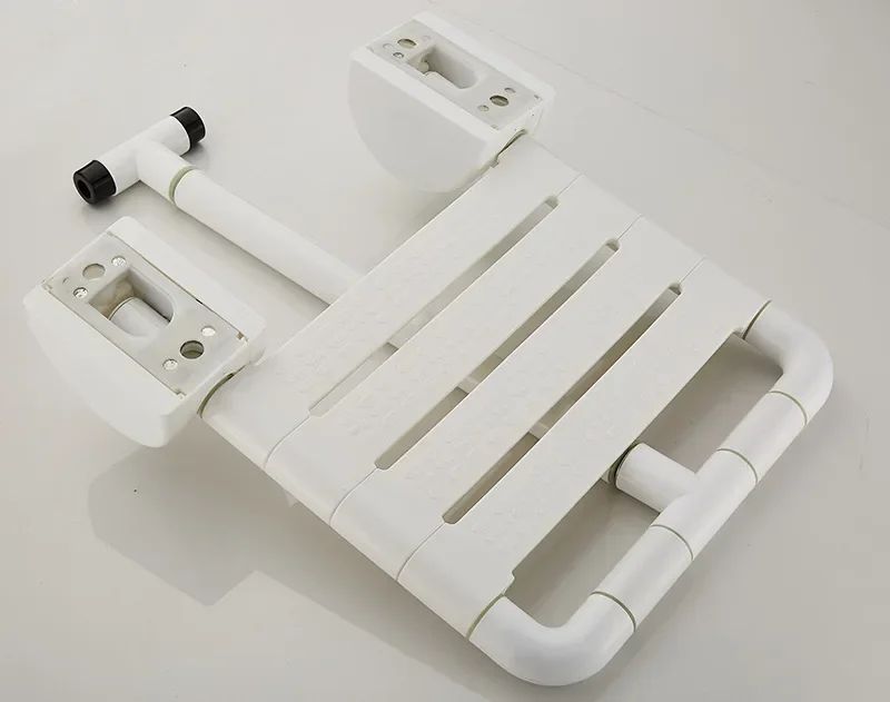 Bathroom Safe Chair White Foldable PVC and Stainless Steel Material Wall mounted Chair With Leg 4