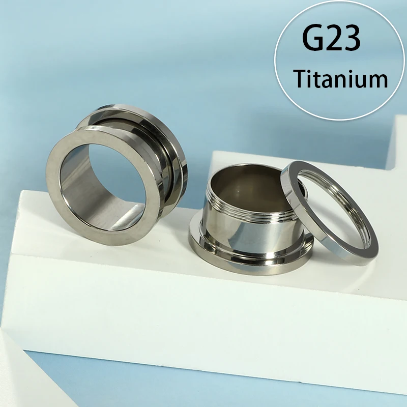 F136 Titanium Ear Gauges Screw Fit Flesh Tunnels Plugs Earrings Hypoallergenic Implant Medical Grade Surgical Steel Earring Plug